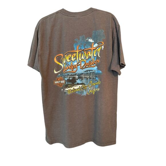 Harley Davidson Graphic T-shirt Gray Two Sided Sweetwater L Pin-Up CA - Picture 4 of 11